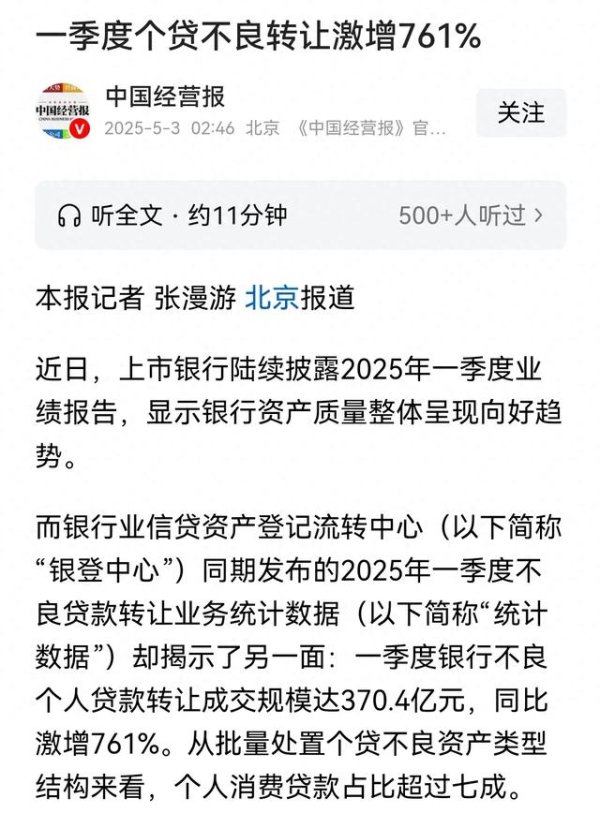 我要配资 银行业个人消费贷款不良转让激增761%, 真的还不动了吗?
